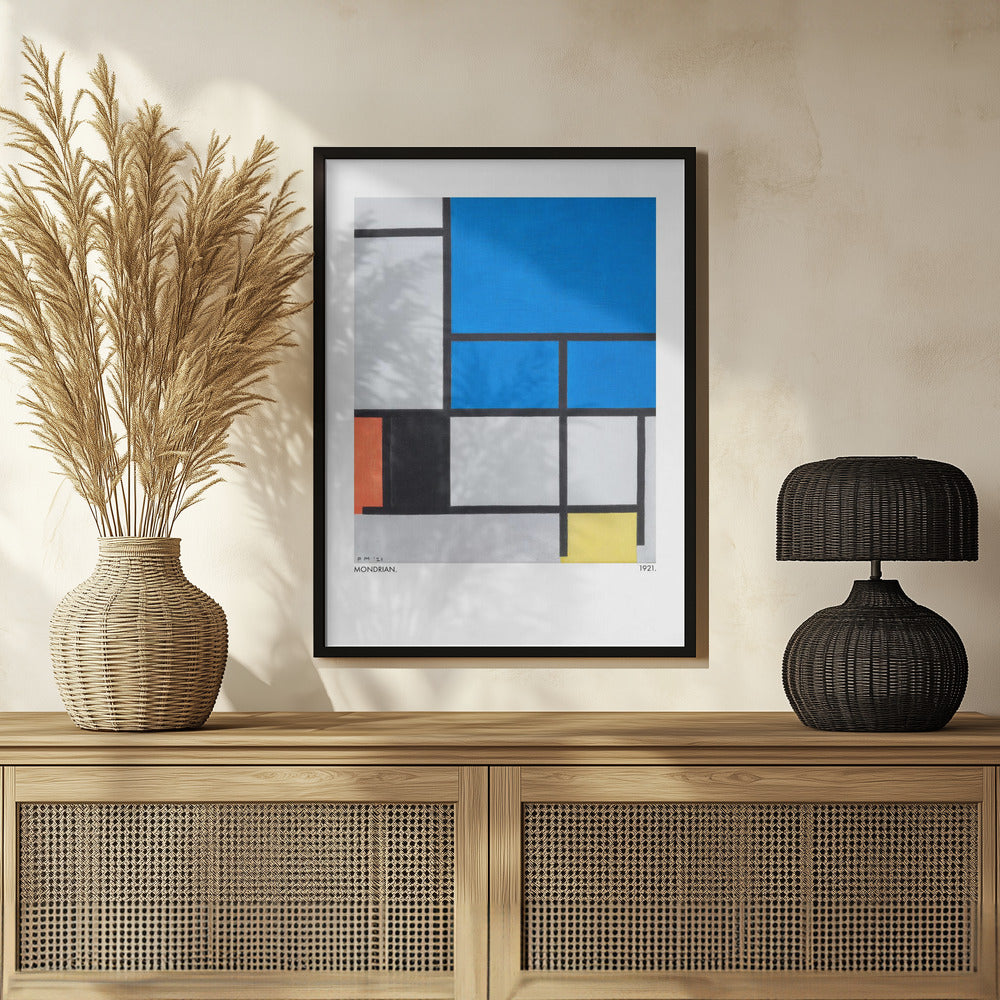 Composition with Large Blue Plane, Red, Black, Yellow, and Gray 1921