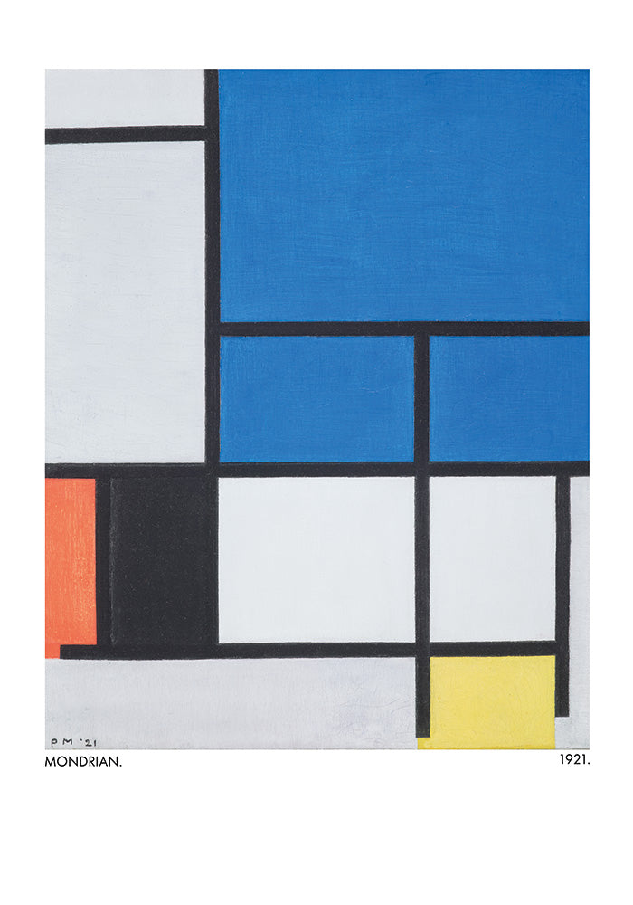 Composition with Large Blue Plane, Red, Black, Yellow, and Gray 1921